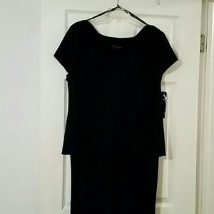 S.L.fashions blk maxi dress w/attached cover sz 18
